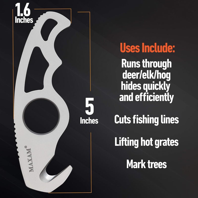 Maxam Gut Hook & Sheath - Hunting Knife for Gutting & Skinning Deer, Elk, Hogs, Cutting Fishing Lines, Lift Hot Grates - Stainless Steel Blade with Pouch - Outdoor Survival Gear for Hunters - 5-inch - Image 3